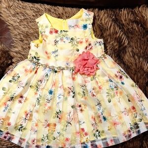 Rare Editions Cream and Pink Sleeveless Sundress